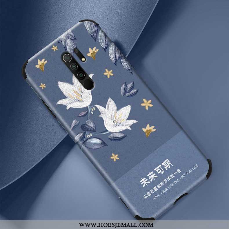 Hoes Xiaomi Redmi 9 Patroon Super Vintage Rood Bloemen Hoesje Bescherming Groen