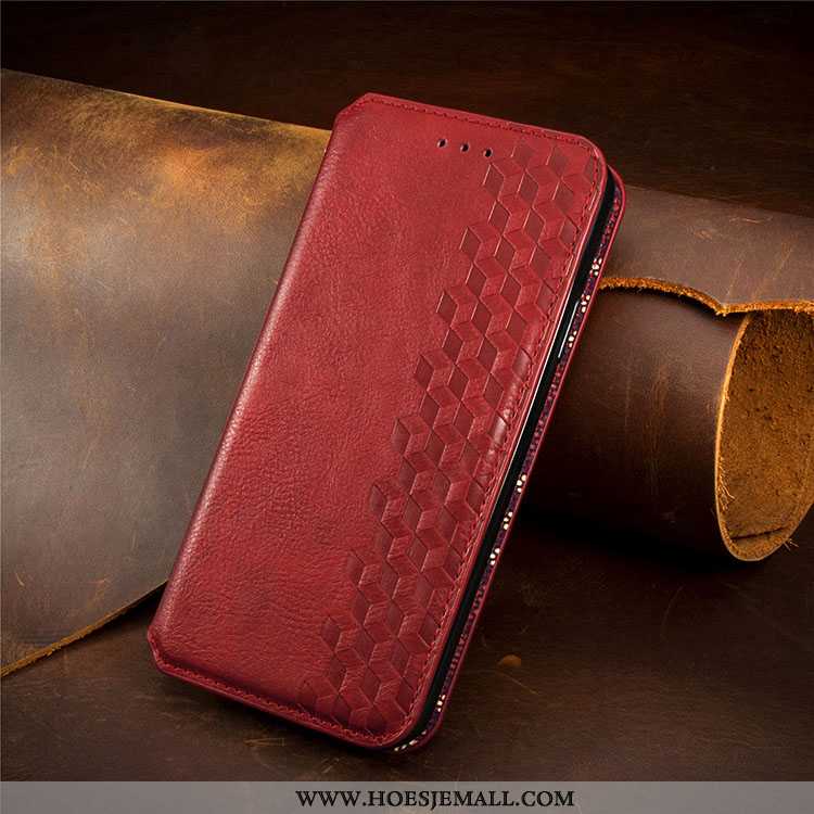 Hoes Xiaomi Redmi 9 Leren Hoesje Bescherming All Inclusive Wijnrood Mobiele Telefoon Mini Bordeaux