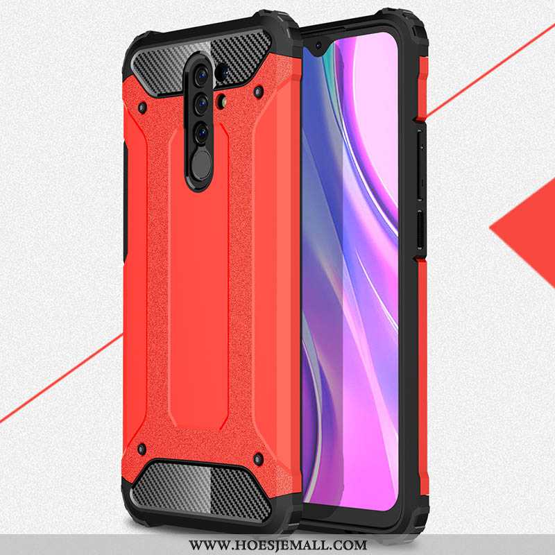 Hoesje Xiaomi Redmi 9 Zacht Siliconen Bescherming Hard Rood All Inclusive Zilveren