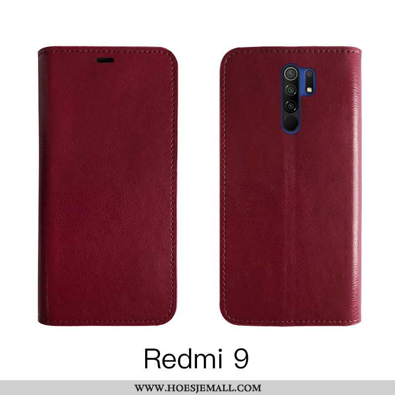 Hoes Xiaomi Redmi 9 Leren Hoesje Echt Leer Koe Mobiele Telefoon All Inclusive Bedrijf Bruin