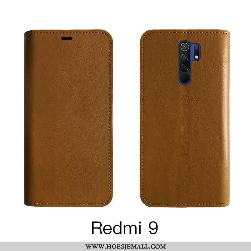 Hoes Xiaomi Redmi 9 Leren Hoesje Echt Leer Koe Mobiele Telefoon All Inclusive Bedrijf Bruin