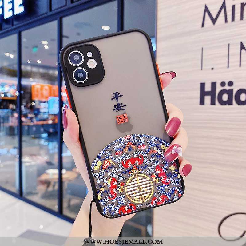 Hoesje iPhone 12 Mini Trend Siliconen Scheppend Zwart Schrobben Kwasten Bescherming Zwarte