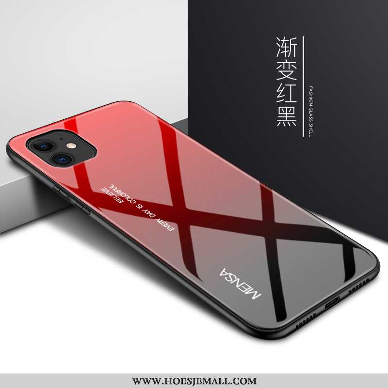 Hoesje iPhone 12 Mini Bescherming Glas Hard Siliconen Rat Anti-fall Rood