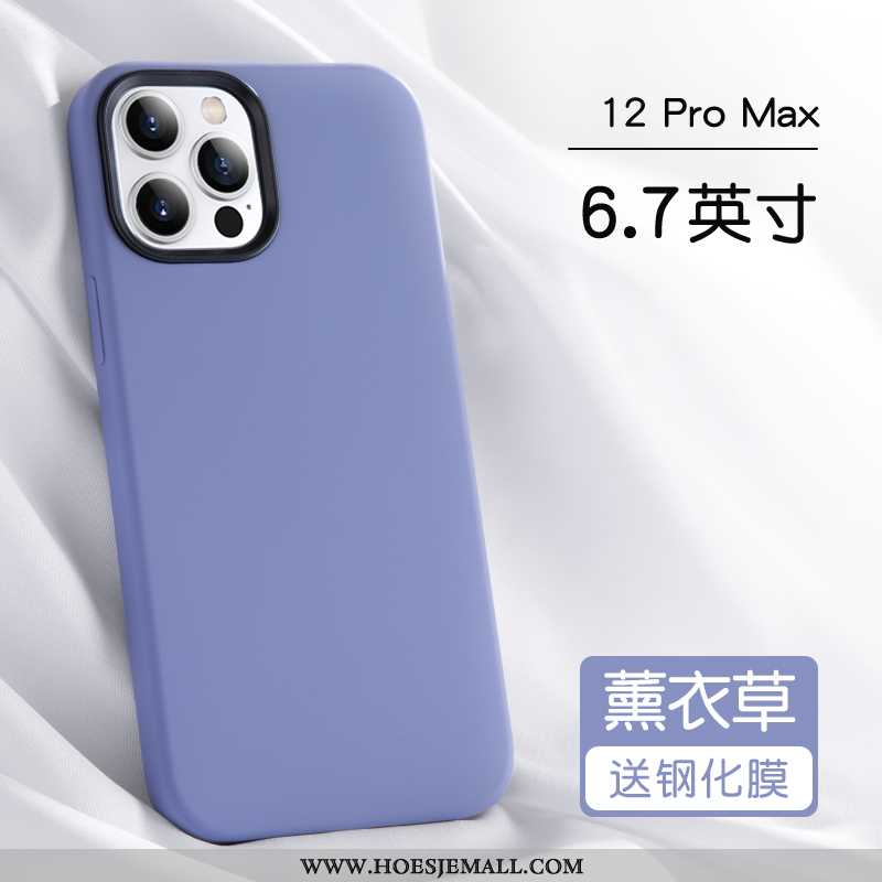 Hoes iPhone 12 Pro Max Trend Siliconen Bescherming Hoesje Persoonlijk Mobiele Telefoon Purper