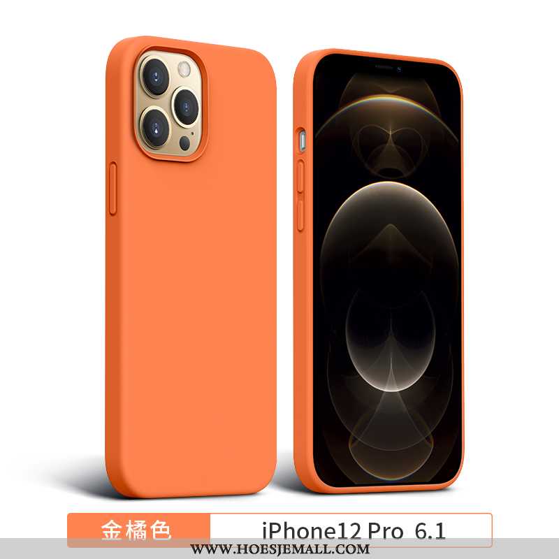 Hoes iPhone 12 Pro Siliconen Bescherming Vierkante Nieuw Europa All Inclusive Anti-fall Oranje