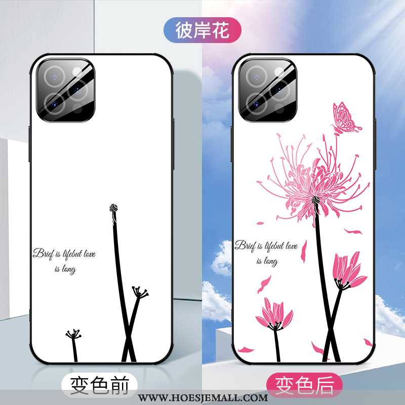 Hoes iPhone 12 Pro Siliconen Glas Bloemen Scheppend Wit Persoonlijk All Inclusive Witte