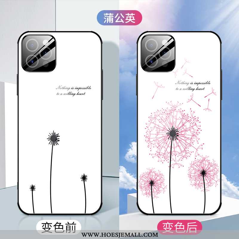 Hoes iPhone 12 Pro Siliconen Glas Bloemen Scheppend Wit Persoonlijk All Inclusive Witte