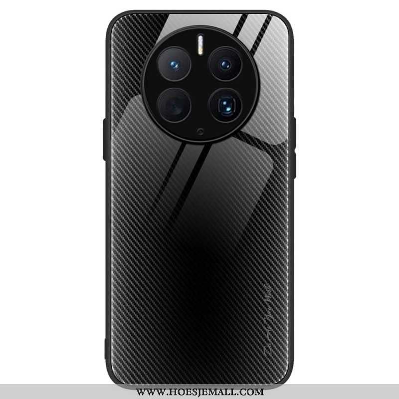 Hoesje voor Huawei Mate 50 Pro Koolstofvezel Gehard Glas