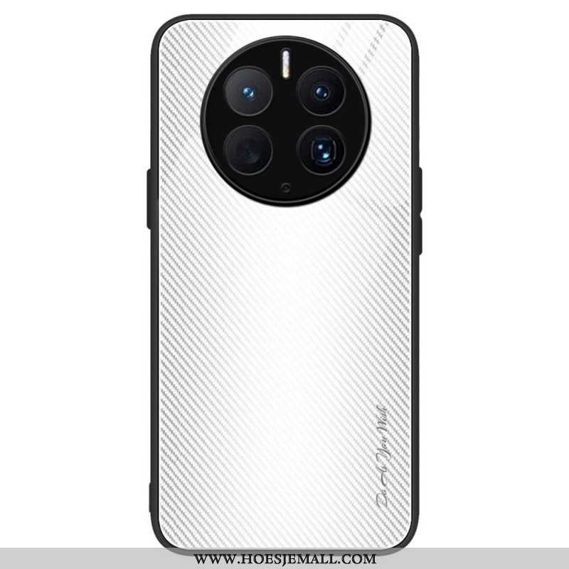 Hoesje voor Huawei Mate 50 Pro Koolstofvezel Gehard Glas