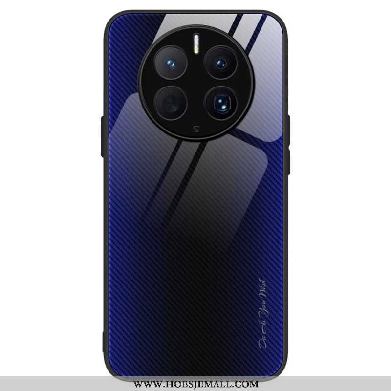 Hoesje voor Huawei Mate 50 Pro Koolstofvezel Gehard Glas