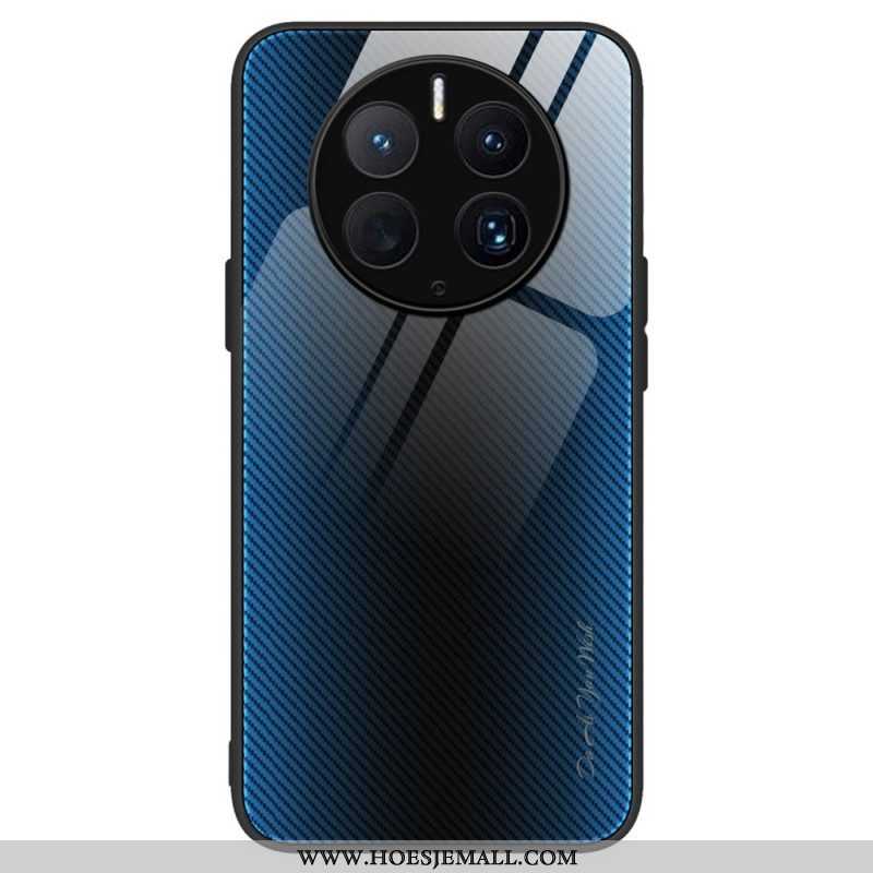 Hoesje voor Huawei Mate 50 Pro Koolstofvezel Gehard Glas