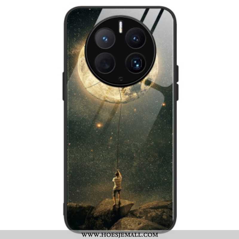 Hoesje voor Huawei Mate 50 Pro Moon Man Gehard Glas