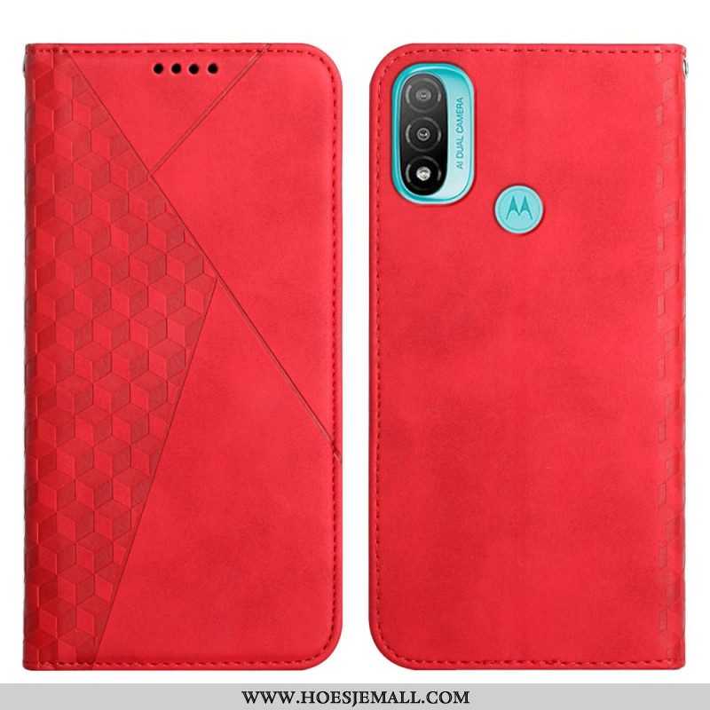 Bescherming Hoesje voor Moto E40 / E30 / E20 Folio-hoesje Geo Leereffect