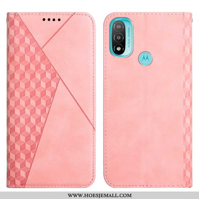 Bescherming Hoesje voor Moto E40 / E30 / E20 Folio-hoesje Geo Leereffect