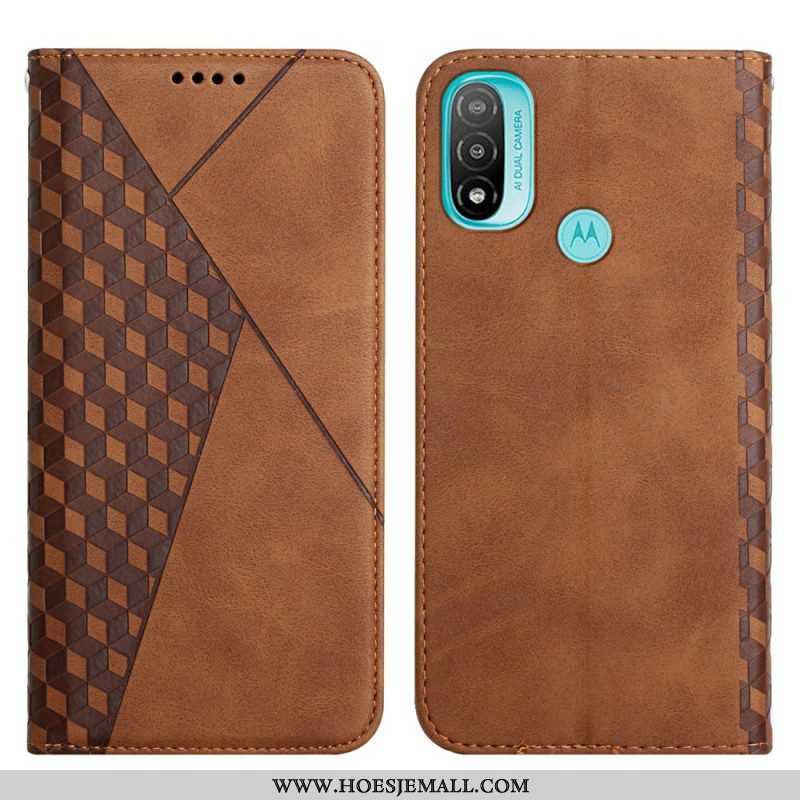 Bescherming Hoesje voor Moto E40 / E30 / E20 Folio-hoesje Geo Leereffect