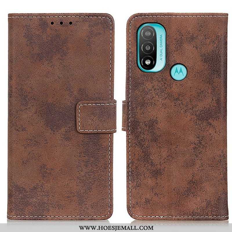 Folio-hoesje voor Moto E40 / E30 / E20 Vintage Leereffect