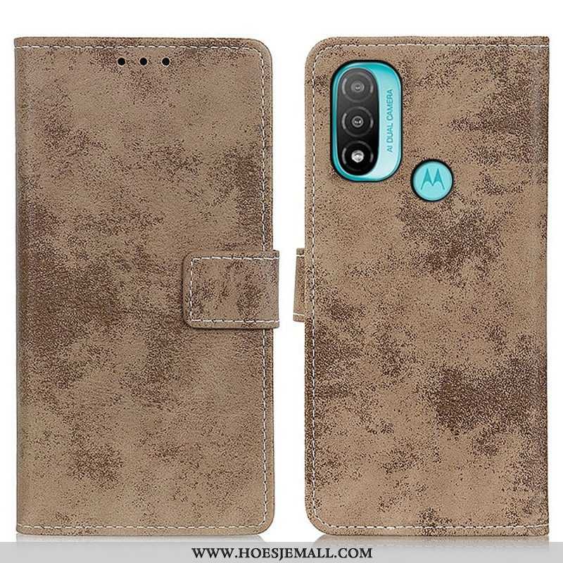 Folio-hoesje voor Moto E40 / E30 / E20 Vintage Leereffect