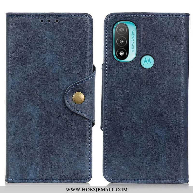 Flip Case voor Moto E40 / E30 / E20 Vintage Kunstleer En Knop