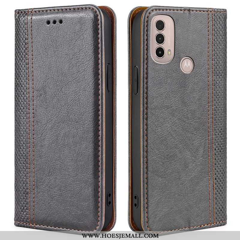 Bescherming Hoesje voor Moto E40 / E30 / E20 Folio-hoesje Litchi Split Lederen Stiksels