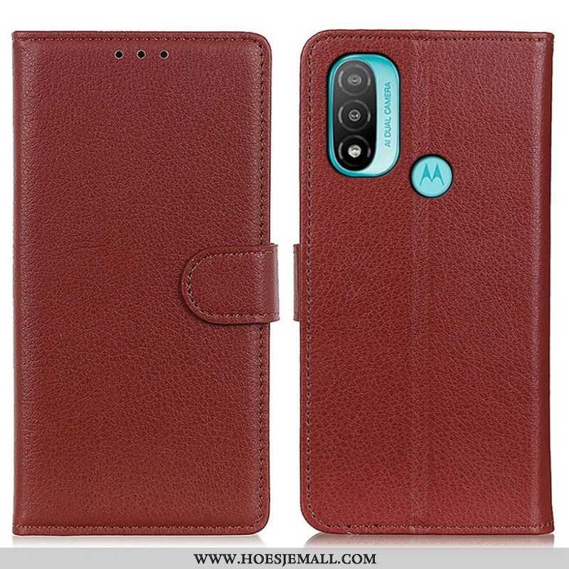 Folio-hoesje voor Moto E40 / E30 / E20 Traditioneel Lychee