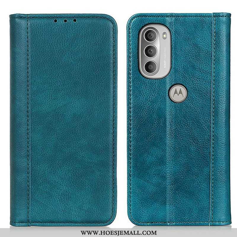 Bescherming Hoesje voor Moto G51 5G Folio-hoesje Elegantie Split Litchi Leer