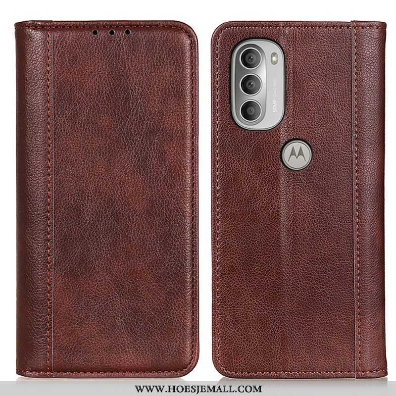 Bescherming Hoesje voor Moto G51 5G Folio-hoesje Elegantie Split Litchi Leer