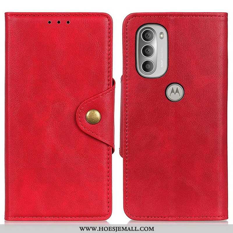 Folio-hoesje voor Moto G51 5G Vintage Kunstleer En Knop