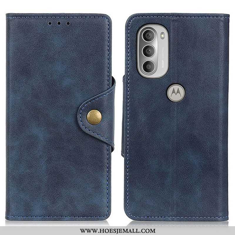 Folio-hoesje voor Moto G51 5G Vintage Kunstleer En Knop