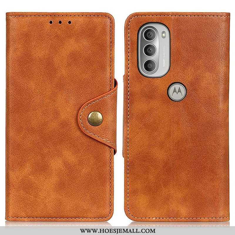 Folio-hoesje voor Moto G51 5G Vintage Kunstleer En Knop