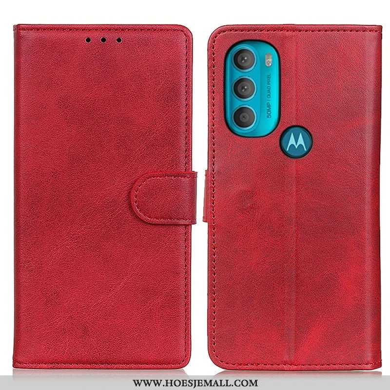 Folio-hoesje voor Moto G71 5G Retro Mat Leereffect