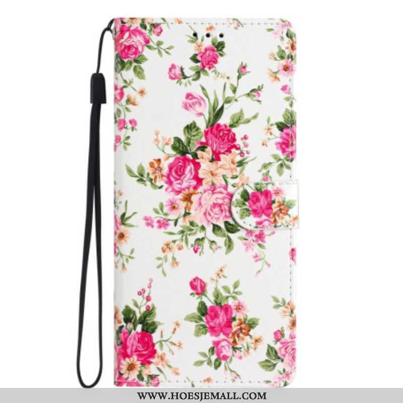 Folio-hoesje voor Moto G73 5G Met Ketting Riem Liberty Bloemen