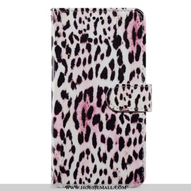 Folio-hoesje voor Moto G73 5G Met Ketting Strappy Leopard-stijl