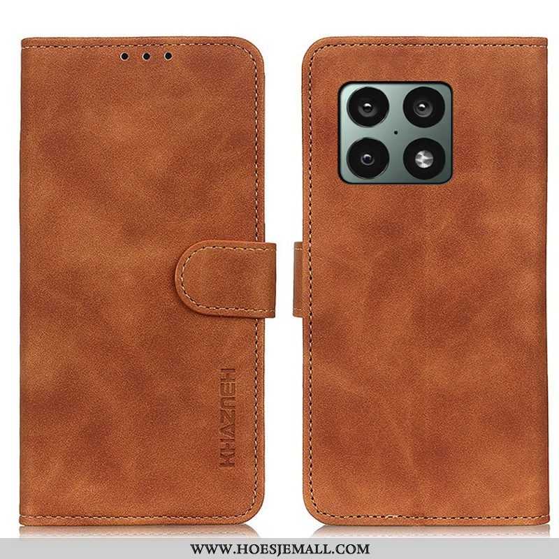 Folio-hoesje voor OnePlus 10 Pro 5G Mat Vintage Leereffect Khazneh