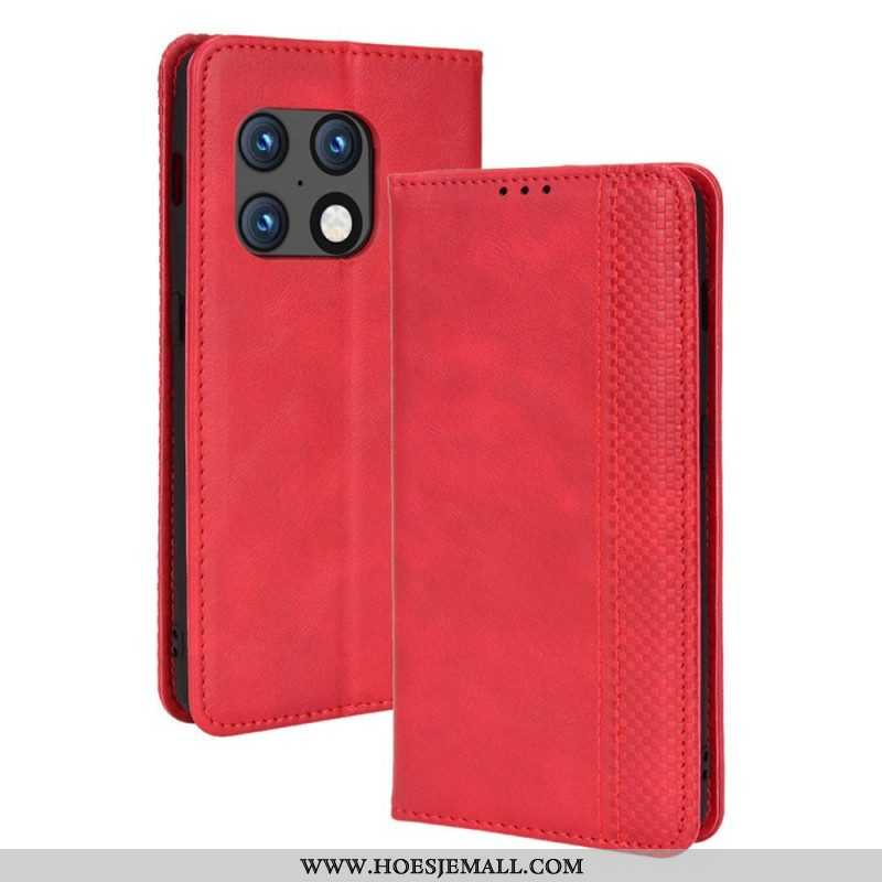 Bescherming Hoesje voor OnePlus 10 Pro 5G Folio-hoesje Gestileerd Vintage Leereffect