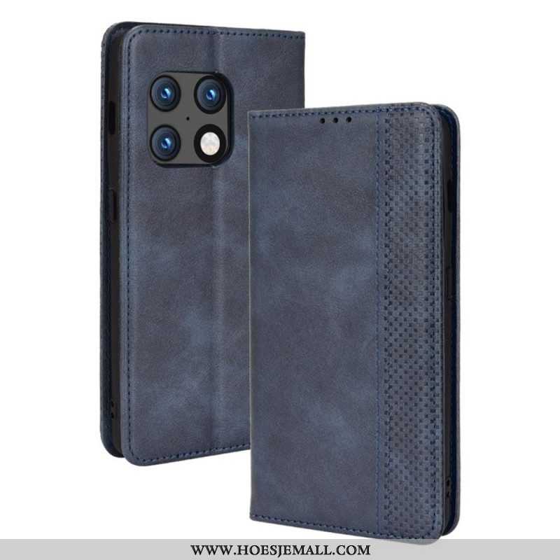 Bescherming Hoesje voor OnePlus 10 Pro 5G Folio-hoesje Gestileerd Vintage Leereffect