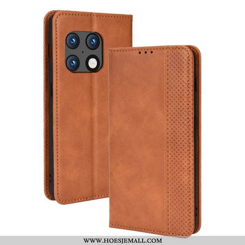 Bescherming Hoesje voor OnePlus 10 Pro 5G Folio-hoesje Gestileerd Vintage Leereffect