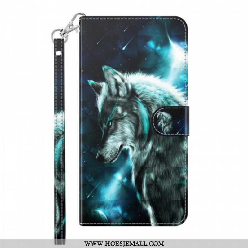 Folio-hoesje voor OnePlus 10 Pro 5G Met Ketting Lanyard Wolf