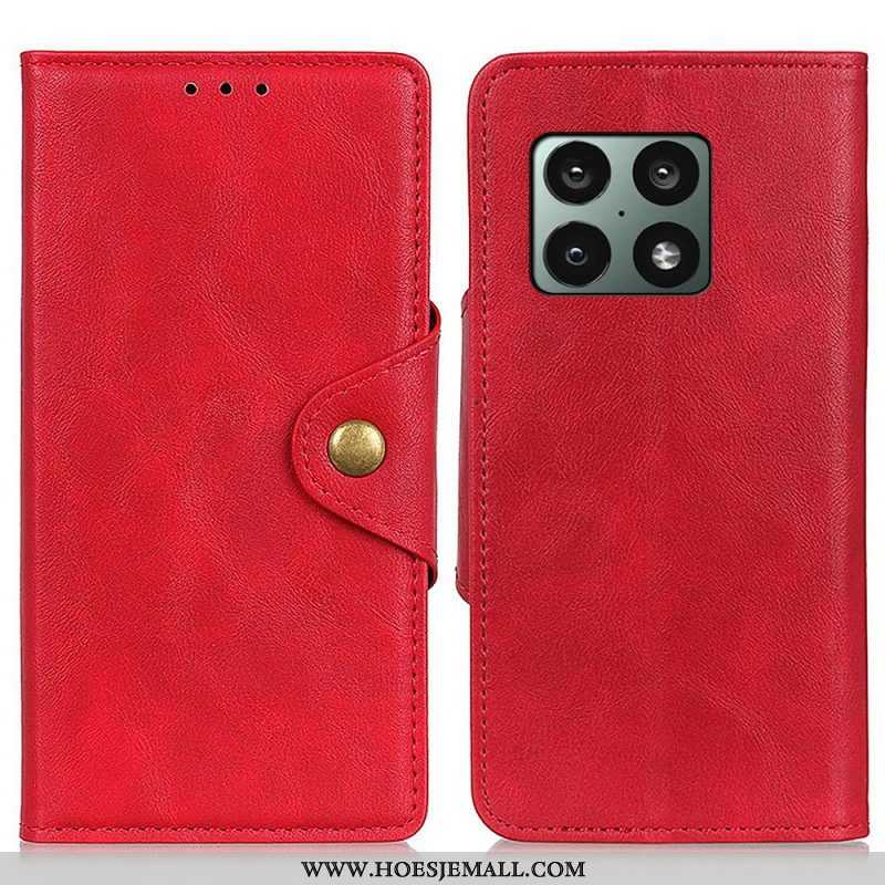 Leren Hoesje voor OnePlus 10 Pro 5G Vintage Kunstleer En Knop