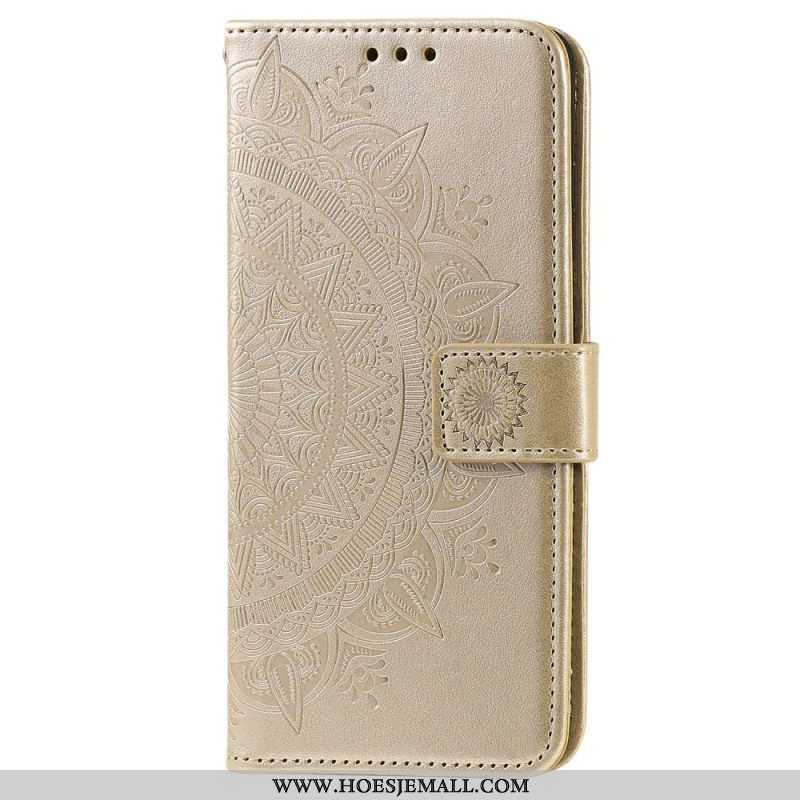 Folio-hoesje voor OnePlus 10T 5G Met Ketting Strappy Zon Mandala