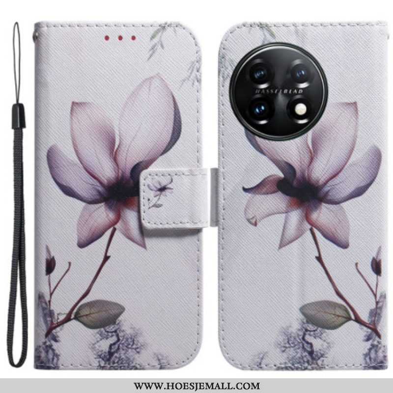 Folio-hoesje voor OnePlus 11 5G Bloem Stoffig Roze