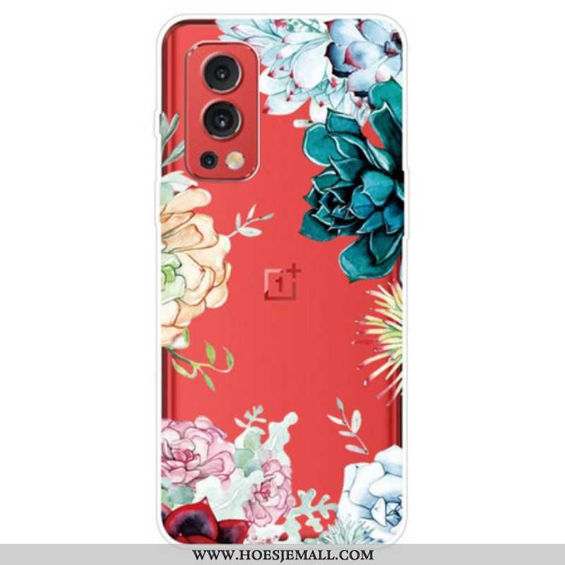 Hoesje voor OnePlus Nord 2 5G Naadloze Aquarel Bloemen