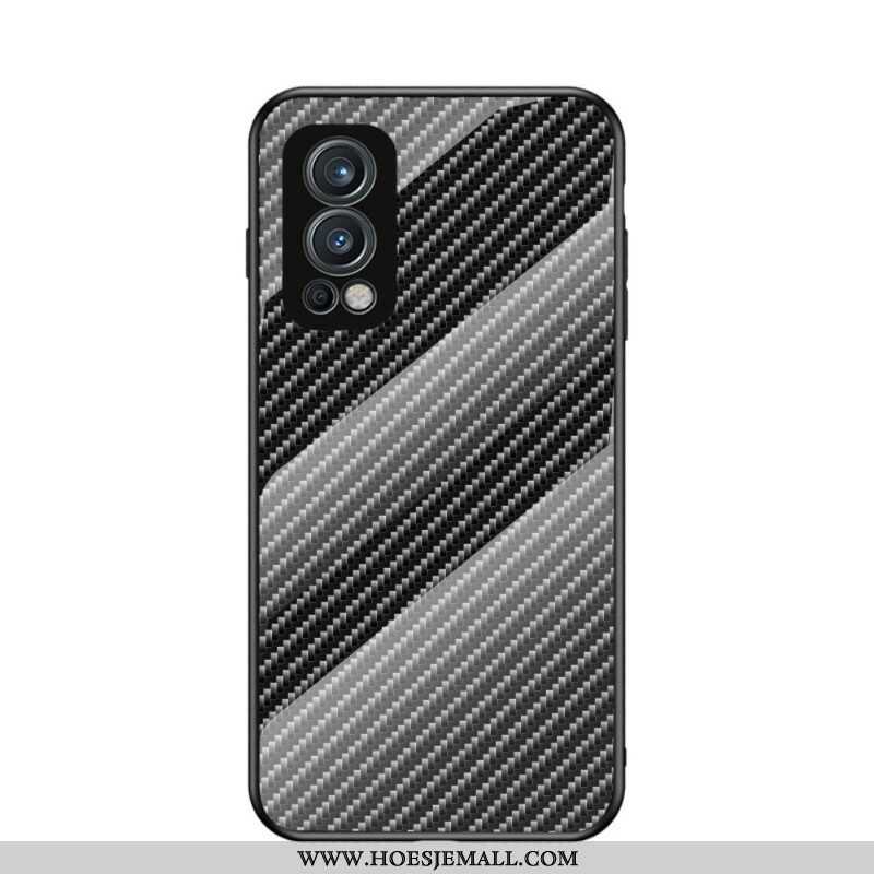 Hoesje voor OnePlus Nord 2 5G Koolstofvezel Gehard Glas