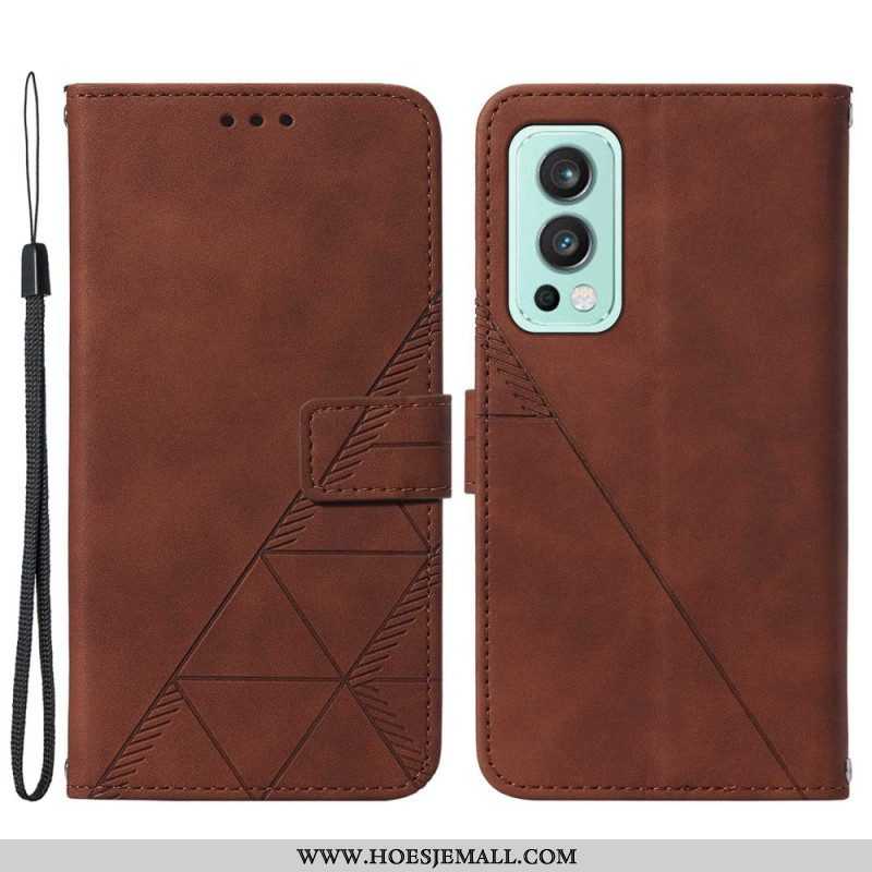 Flip Case voor OnePlus Nord 2 5G Piramide Leereffect