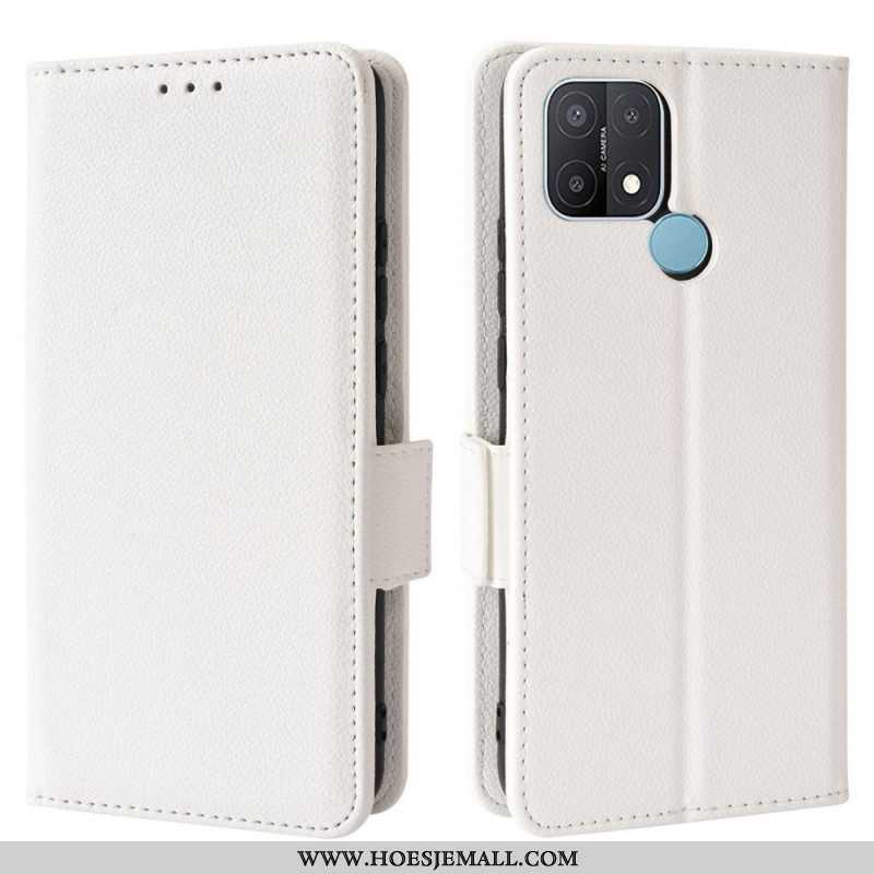 Leren Hoesje voor Oppo A15 Folio-hoesje Flap Double Litchi Nieuwe Kleuren