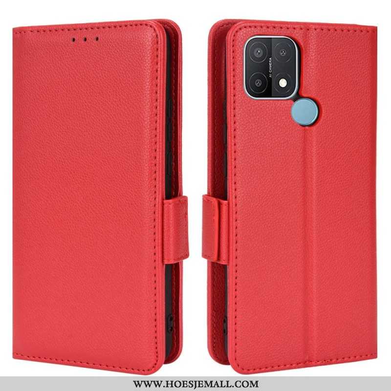 Leren Hoesje voor Oppo A15 Folio-hoesje Flap Double Litchi Nieuwe Kleuren