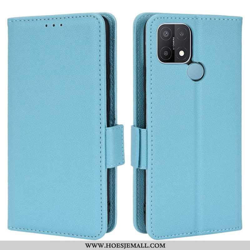 Leren Hoesje voor Oppo A15 Folio-hoesje Flap Double Litchi Nieuwe Kleuren