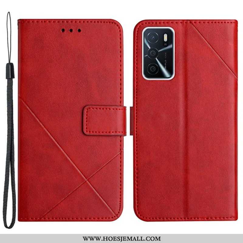 Folio-hoesje voor Oppo A16 / A16s X Design Geo Lederen Stijl