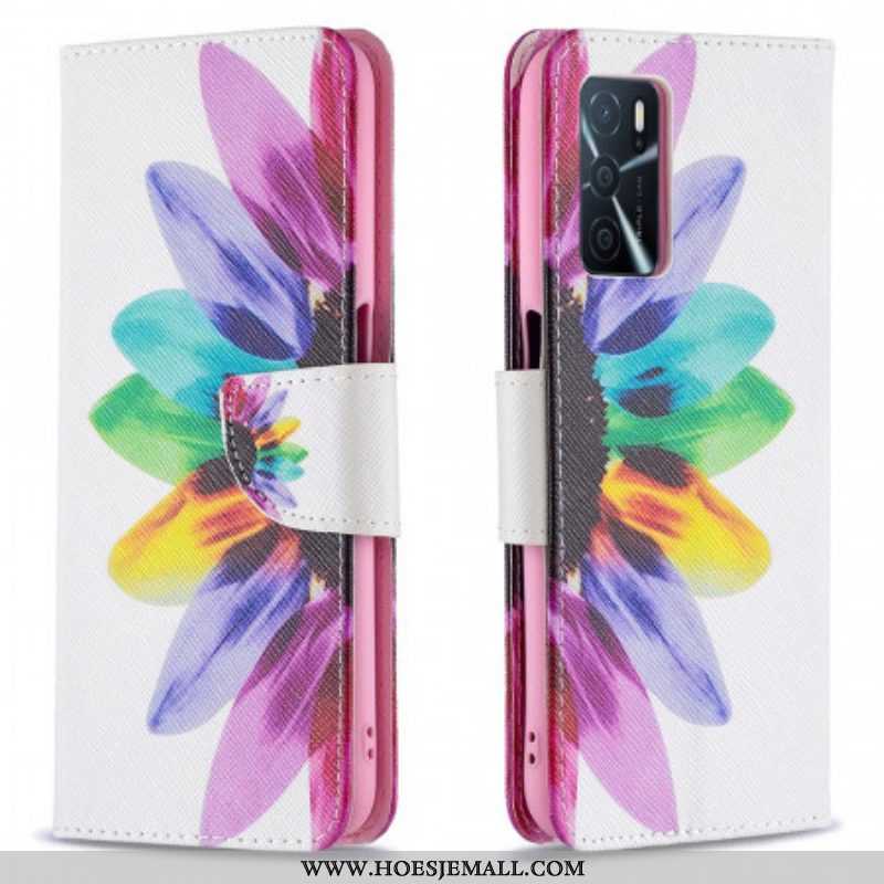 Flip Case voor Oppo A16 / A16s Waterverf Bloem