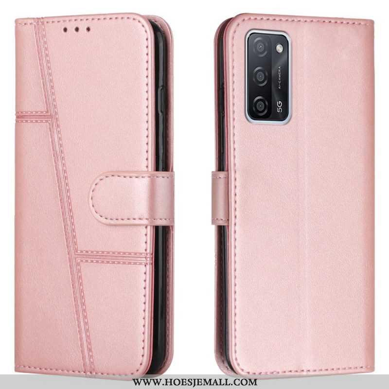 Flip Case voor Oppo A16 / A16s Met Ketting Geo-leereffect Met Bandjes