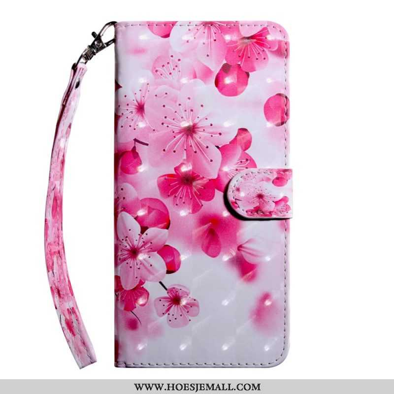 Folio-hoesje voor Oppo A54 5G / A74 5G Bloemen Met Koord